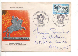 LETTRE FDC JOURNEE DU TIMBRE 1977 SAINT BRIEUC - Commemorative Postmarks