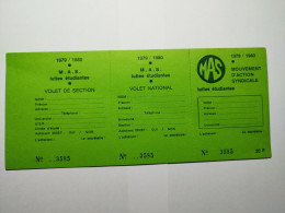 1979/1980 M.A.S Mouvement D'Action Syndicale Luttes étudiantes (REIMS ?)  Carte Vierge, Un Volet Partiellement Détaché. - Membership Cards