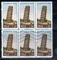 ITALIA REPUBBLICA ITALY REPUBLIC 1973 LA TORRE DI PISA TOWER LIRE 50 BLOCCO BLOCK USATO USED OBLITERE' - 1971-80: Usati