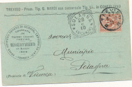 1910 TREVISO CERCHIO SU CARTOLINA  PUBBLICITARIA TIPOGRAFIA  NARDI - Marcophilia