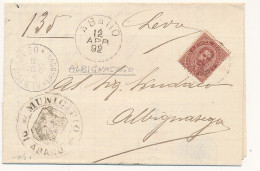 1892 ABANO CERCHIO GRANDE + TIMBRO ARALDICO - Storia Postale