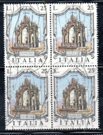 ITALIA REPUBBLICA ITALY REPUBLIC1973LE FONTANE ITALIANE FOUNTAINS IMMACOLATELLA NAPOLI LIRE 25 QUARTINA BLOCK USATO USED - 1971-80: Usati