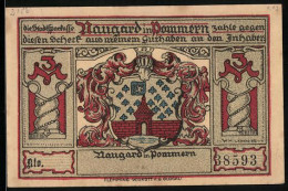 Notgeld Naugard In Pommern, 3 Mark, Ortsansicht, Bismarck Und Schill  - [11] Local Banknote Issues