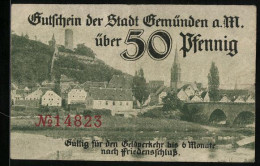 Notgeld Gemünden A. M., 50 Pfennig, Kontroll-Nr. 14823  - [11] Emisiones Locales