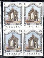 ITALIA REPUBBLICA ITALY REPUBLIC1973LE FONTANE ITALIANE FOUNTAINS IMMACOLATELLA NAPOLI LIRE 25 QUARTINA BLOCK USATO USED - 1971-80: Usati