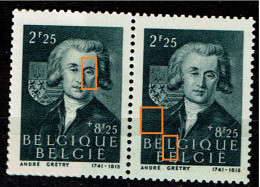 667  Paire  **  T1  2 Grains Oeil Gauche Et T2  Points Blancs BE Et LE - 1931-1960