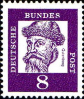 RFA Poste N** Yv: 222a Mi:349x Johannes Gutenberg Signé W - Ungebraucht