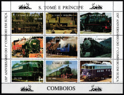 São Tomé Und Príncipe 1730-1738 Postfrisch Als Kleinbogen Lokomotive #NO852 - Sao Tome Et Principe