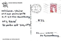 France & Marcofilia, Souvenir De Chateau Salins, Grand Duchy Of Luxembourg 1980 (57170) - Brieven En Documenten