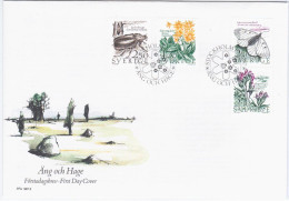 Sweden Sverige 1987 FDC Butterfly Butterflies Beetle Bug Insect Insects Flower Flora Plants Fauna, Meadow And Field - FDC