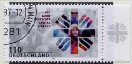 RFA Poste Obl Yv:1796 Mi:1964 100.Jahre Deutscher Caritas Verband Bord De Feuille (TB Cachet Rond) - Usados