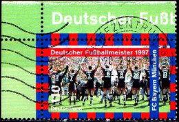 RFA Poste Obl Yv:1790 Mi:1958 Deutscher Fussballmeister 1997 FC Bayern München Coin D.feuille (TB Cachet Rond) - Used Stamps
