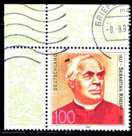 RFA Poste Obl Yv:1757 Mi:1925 Sebastian Kneipp Prêtre Catholique Allemand Coin D.feuille (Lign.Ondulées) - Gebraucht