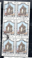 ITALIA REPUBBLICA ITALY REPUBLIC 1973 LE FONTANE ITALIANE FOUNTAINS IMMACOLATELLA NAPOLI LIRE 25 BLOCCO BLOCK USATO USED - 1971-80: Usati