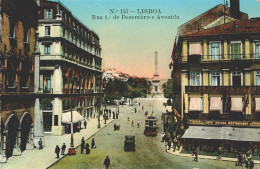 LISBOA - Rua 1º De Dezembro, Avenida E Antigo Café Suisso, Carro Elétrico, Tramcar, Tramway  (2 Scans) - Lisboa