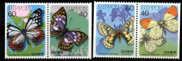 Japan 1986/87  - Mi.Nr. 1691, 1714, 1721, 1722 D - Postfrisch MNH - Schmetterlinge Butterflies - Papillons