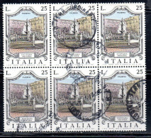 ITALIA REPUBBLICA ITALY REPUBLIC 1973 LE FONTANE ITALIANE FOUNTAINS PALERMO PRETORIA LIRE 25 BLOCCO BLOCK USATO USED - 1971-80: Used