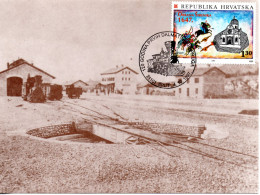 Croatia, 120th Anniversary Of The First Dalmatian Railway, Sibenik Station On The Card - Eisenbahnen