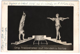 Fotografie Unbekannter Fotograf Und Ort, Zirkus Akrobaten, Orig. Treppenstep Auf Händen U. Spitze  - Métiers