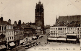 Dunkerque  Place Jean Bart Et Le Beffroi ( 2 Tramway S Se Croisant Avec Remorque , Banque...vers 1914 - Dunkerque