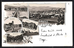 Lithographie Linz A. D., Brücke Und Urfahr, Hauptplatz, Volksgarten, Kalverienberg Und Freinberg  - Andere & Zonder Classificatie