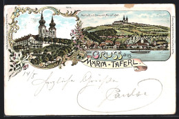 Lithographie Maria Taferl, Wallfahrtkirche, Panorama Mit Marbach  - Autres & Non Classés