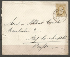 SOLDES - 1869-83 - COB N° 32 - Dent: 15 -oblitération SIMPLE CERCLE BRUXELLES - Sur Lettre Pour AACHEN 02/03/1876 - 1869-1883 Leopold II