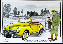 ► PEUGEOT 203 CABRIOLET 1956  -  France  Joueur De Golf - CPM   Illustrateur - Golf