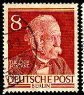 Berlin Poste Obl Yv: 80 Mi:94 Theodor Fontane Romancier (cachet Rond) (Thème) - Escritores