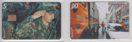 SWITZERLAND 2002 ARMY BARRACKS TRASH PICKUP 2 CARDS - Svizzera