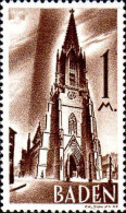 Allemagne ZOF Baden Poste N* Yv:13 Mi:13 Freiburger Dom (sans Gomme) - Bade