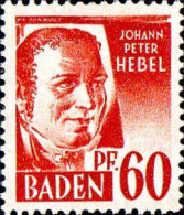 Allemagne ZOF Baden Poste N** Yv:10 Mi:10 Johann Peter Hebel - Baden