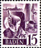 Allemagne ZOF Baden Poste N* Yv: 5 Mi:5 Trachtenmädchen Am Bodensee (points De Rouille) - Bade