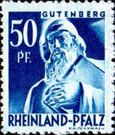 Allemagne ZOF Rhein-Pfalz Poste N** Yv:23 Mi:26 Gutenberg Mainz - Renania-Palatinado