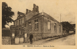 MANOU - Mairie Et Ecole - Animé - RARE - Sonstige & Ohne Zuordnung