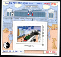 FRANCE 2023, BLOC SALON CNEP AUTOMNE PARIS, GARE DE LA BASTILLE, TRAIN, Neuf / Mint. Rcnep - Trenes