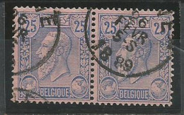 SOLDES - 1884/91- COB N° 48b (rose Foncé) - Oblitéré (o) - PAIRE - 1884-1891 Leopold II