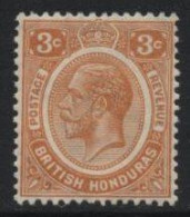 British Honduras (B13) 1922 George V 3c. Orange. Unused. Hinged. - Honduras Britannique (...-1970)