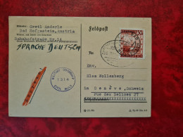 LETTRE/CARTE   1946 Feldpost Bad Hofgastein Pour Genève Cachet Train Faible Sprache Deutsch MILITARY CENSORSHIP CIVIL MA - Otros & Sin Clasificación