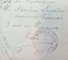Cachet 4e Régiment De Zouaves Ben Gardane Tunisie 28-10-1915 > Sté De Protection Des Alsaciens-Lorrains Paris - Guerre De 1914-18