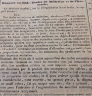 1841 ECOLES DE MÉDECINE ET PHARMACIE RAPPORT AU ROI - Journal " LE PILOTE DU CALVADOS " - NOUVELLES LOCALES - CAEN - 1800 - 1849