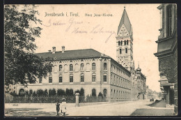 AK Innsbruck I. Tirol, Herz Jesu-Kirche Mit Strassenpartie  - Andere & Zonder Classificatie