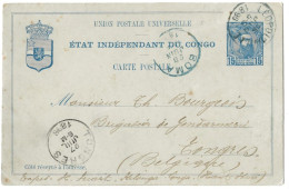 !!! CONGO, ENTIER POSTAL DE 1896 DÉPART DE LÉOPOLDVILLE POUR TONGRES (BELGIQUE) - Postwaardestukken