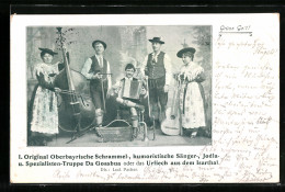 AK Original Oberbayrische Trachtenkapelle Da Goasbua Mit Kontrabass, Akkordeon Und Gitarre  - Muziek En Musicus