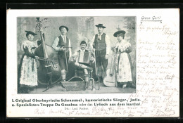 AK Original Oberbayrische Trachtenkapelle Da Goasbua Mit Kontrabass, Akkordeon Und Gitarre  - Musique Et Musiciens