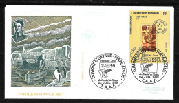 90 - Y&T PO 263  Dumont D' Urville Sur Pli Illustré FDC Du 02.juillet.1999 Terre Adélie - Grand Cachet Illustré. - Lettres & Documents
