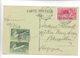 N° 183x2 + N° 184 Yvert Sur Carte Pour La Belgique Olympiades 1924 ....HH - Brieven En Documenten