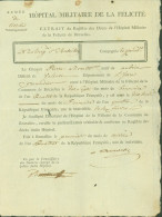 Révolution An 4 Armée Du Nord Certificat De Décès à L'hôpital De La Félicité De Bruxelles Pour Grenadier De Valence - Politicians  & Military