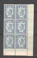 FRANCE 1924 Y&T N°209**- 75c Bleu S. Azuré. Pierre De Ronsard. Bloc X 6 T. Bas Droit De Feuille + Marges. - Unused Stamps