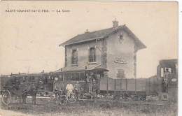 CPA (trains) SAINT MARTIN SUR LE PRE La Gare -b.bur Theme - Gares - Avec Trains